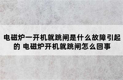 电磁炉一开机就跳闸是什么故障引起的 电磁炉开机就跳闸怎么回事